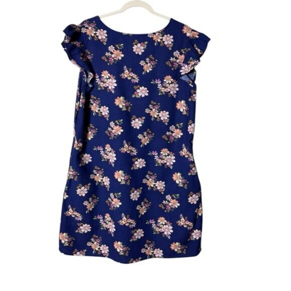 St Johns Bay Linen Dress Large Floral Flutter Sleeve Cottagecore Prairie Whimsy - Picture 4 of 7